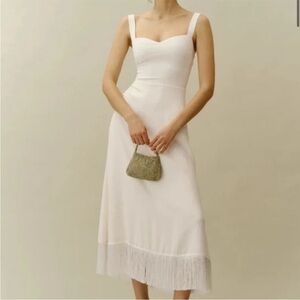 Reformation Sarabeth Ivory Fringe Midi Dress